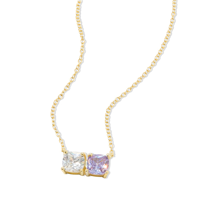 Custom Cushion Cut Birthstone Necklace