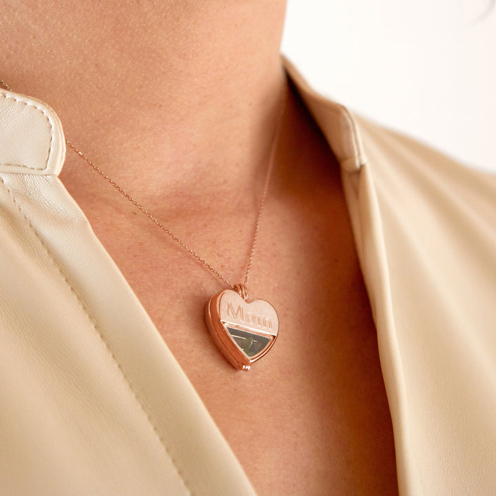 Engravable Glass Heart Round Birthstone Locket