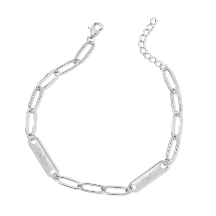 Engravable Paperclip Chain Name Bar Bracelet