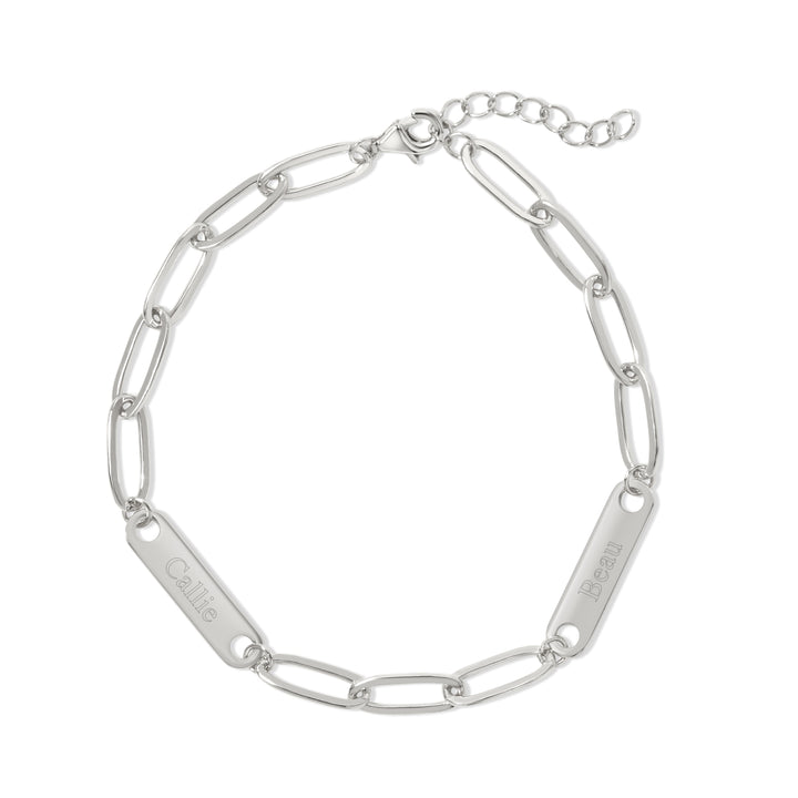Engravable Paperclip Chain Name Bar Bracelet