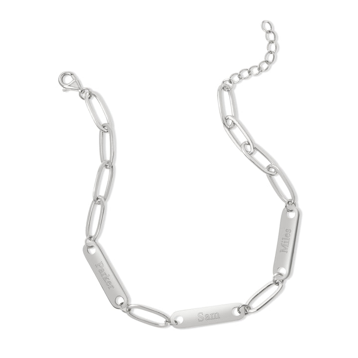 Engravable Paperclip Chain Name Bar Bracelet