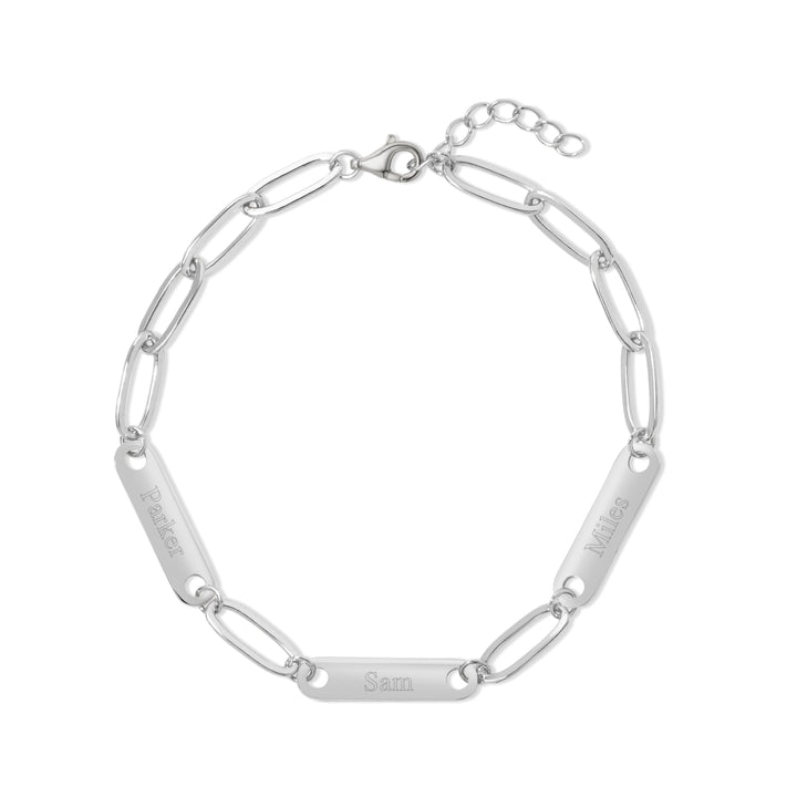 Engravable Paperclip Chain Name Bar Bracelet