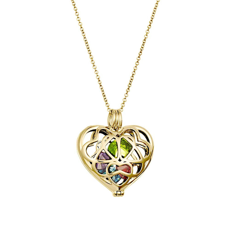 Custom Interlocking Hearts Round Birthstone Locket