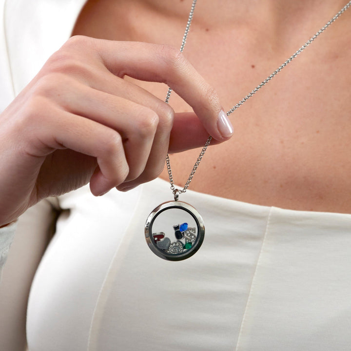 Custom Round Build A Charm Glass Floating Locket