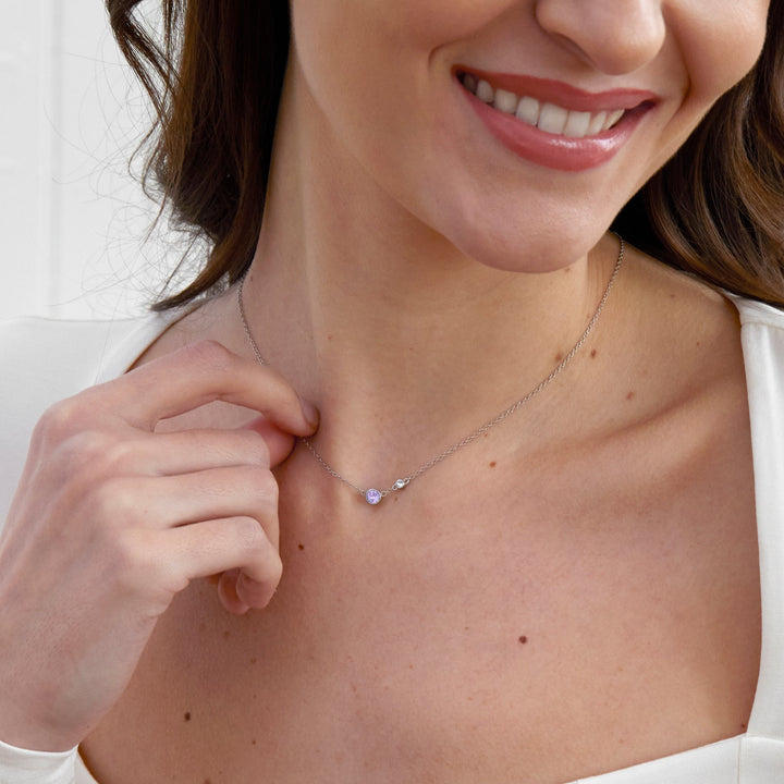 Custom Bezel Set Mother and Child Necklace