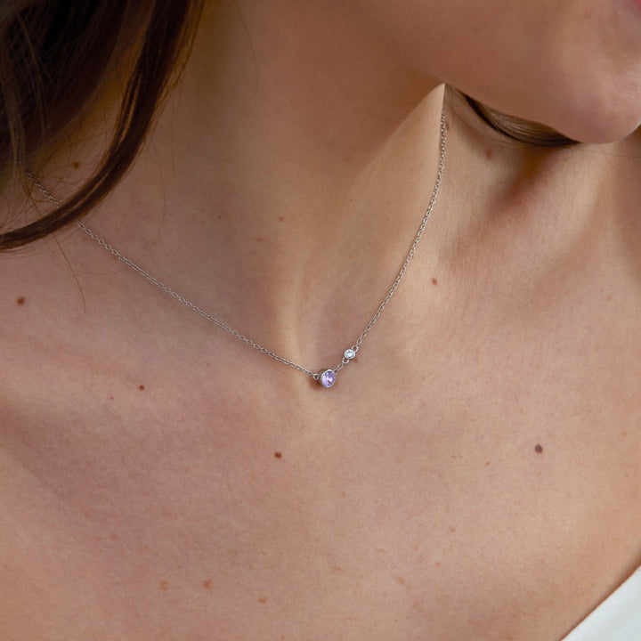Custom Bezel Set Mother and Child Necklace
