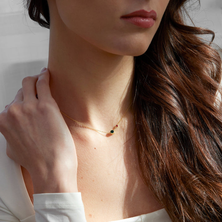 Custom Bezel Set Mother and Child Necklace