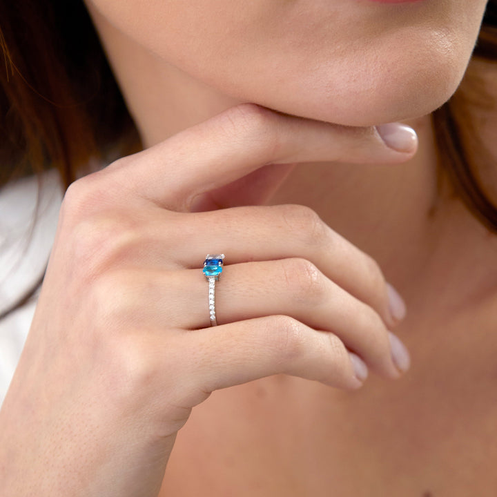 Custom Oval Birthstone Pave Band Ring