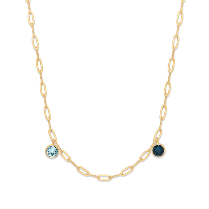 Custom Gold Paperclip Chain Birthstone Charm Necklace