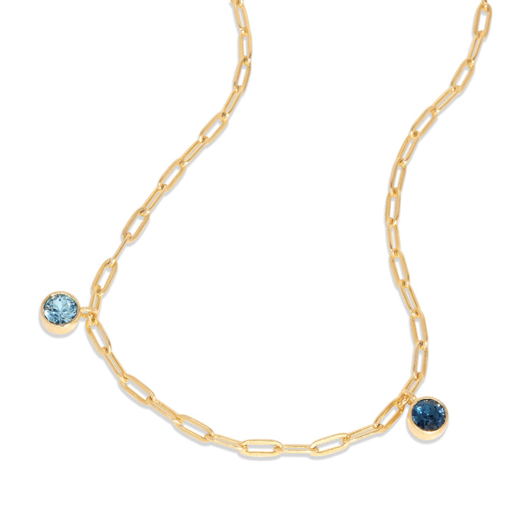 Custom Gold Paperclip Chain Birthstone Charm Necklace