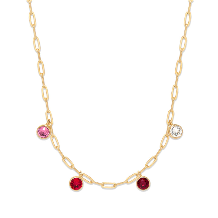 Custom Gold Paperclip Chain Birthstone Charm Necklace
