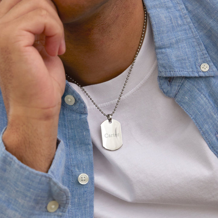 Engravable Small Stainless Steel Dog Tag Pendant
