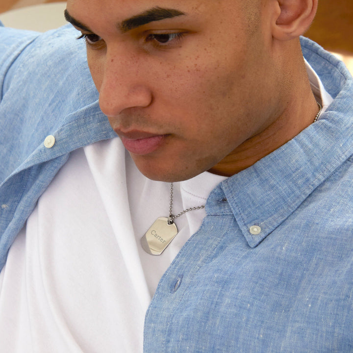 Engravable Small Stainless Steel Dog Tag Pendant