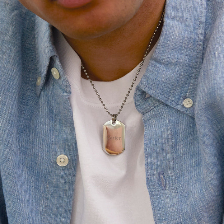 Engravable Small Stainless Steel Dog Tag Pendant