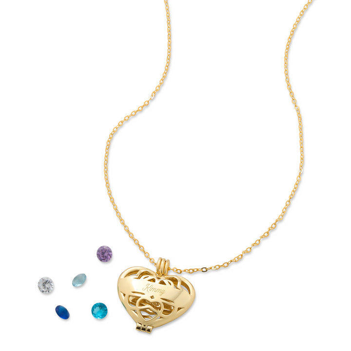 Engravable 4mm Round Birthstone Heart Locket