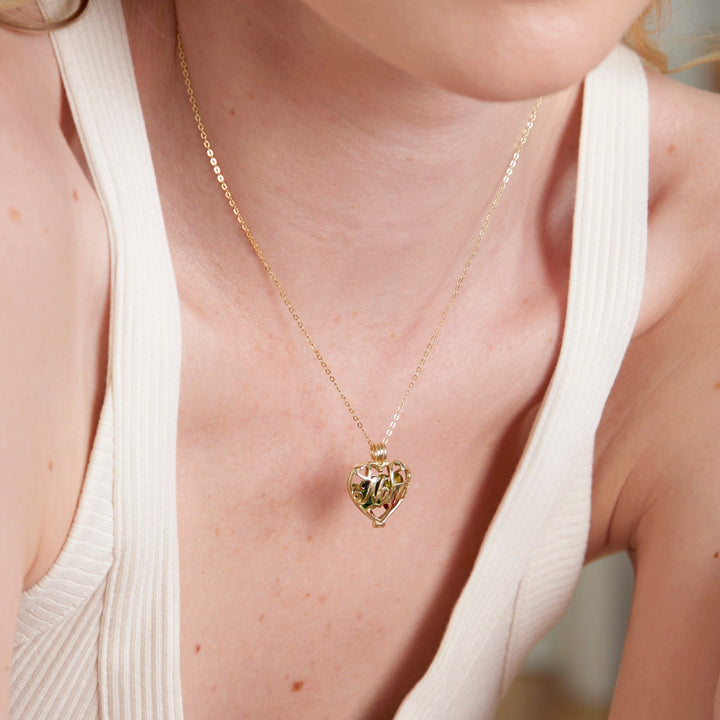 Custom Nana Round Birthstone Heart Locket