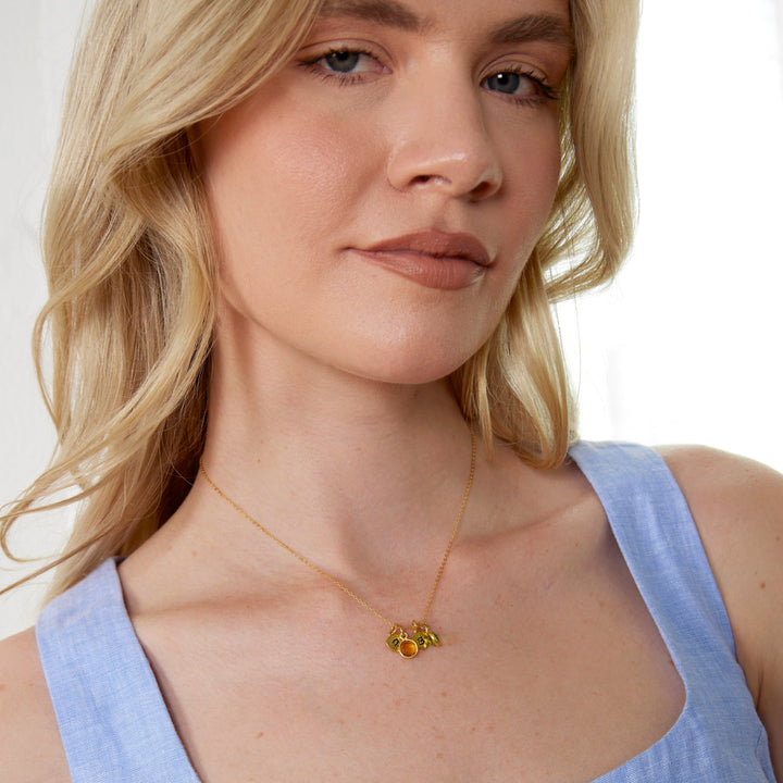 Custom Multi Hand Stamped Mini Heart Initial Birthstone Necklace