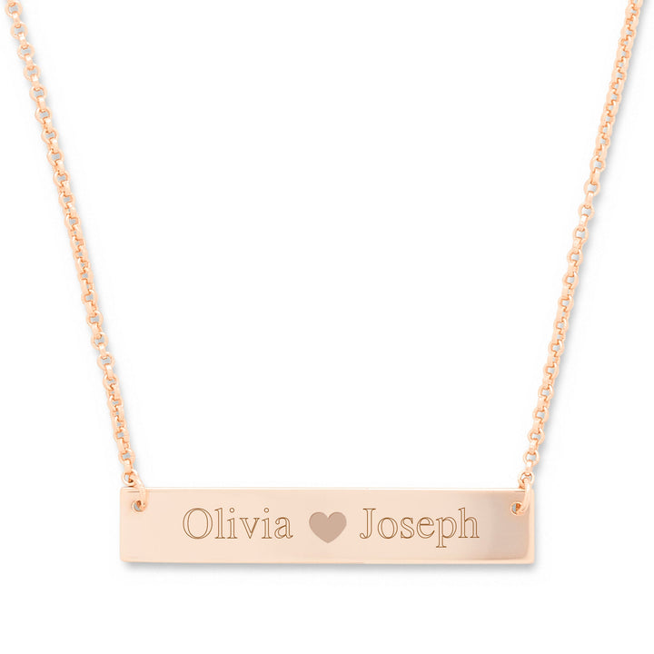 Couples Engravable Heart Name Bar Necklace