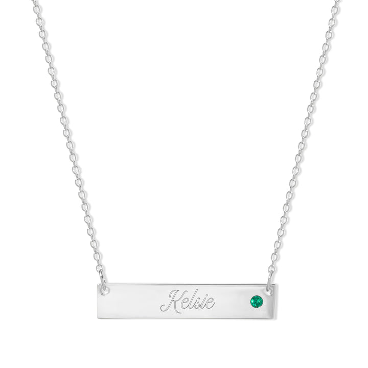 Engravable Birthstone Name Bar Necklace