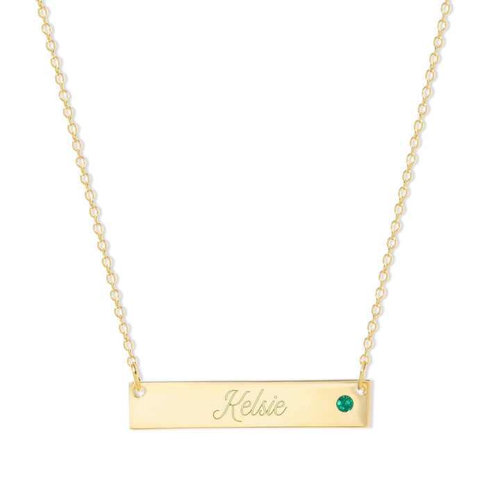 Engravable Birthstone Name Bar Necklace