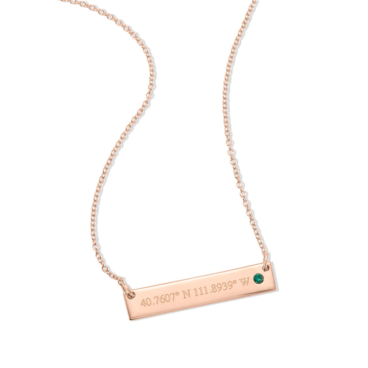 Custom Coordinate Birthstone Bar Necklace