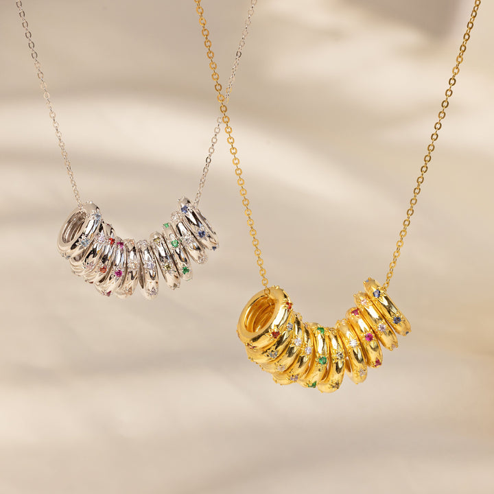 Stackable Starburst Birthstone Eternity Charm Necklace
