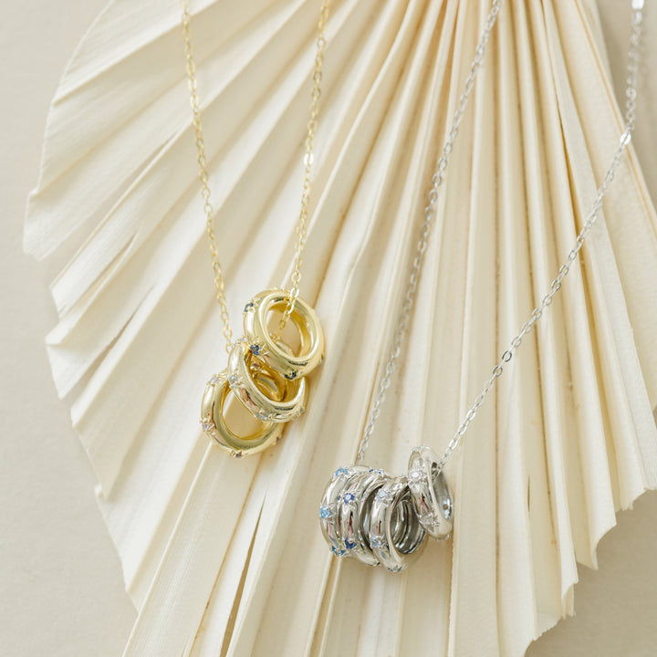 Stackable Starburst Birthstone Eternity Charm Necklace