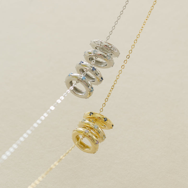 Stackable Starburst Birthstone Eternity Charm Necklace