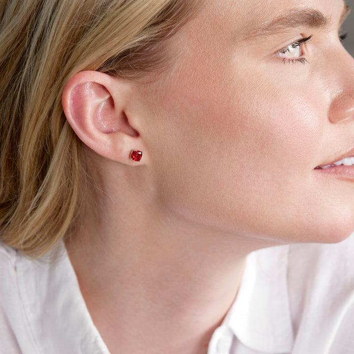 Custom Cushion Cut Birthstone Earrings