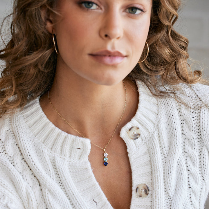 Custom Heart Drop Birthstone Necklace