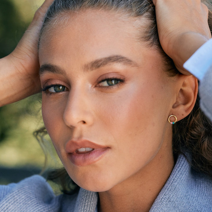 Custom Eternity Circle Birthstone Earrings