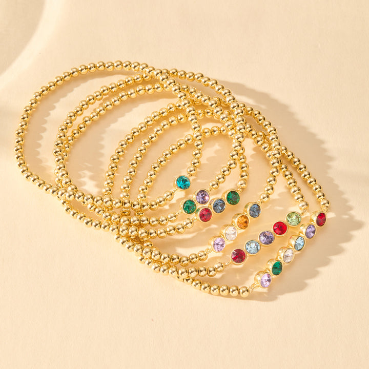 Custom Bezel Set Birthstone Bead Bracelet