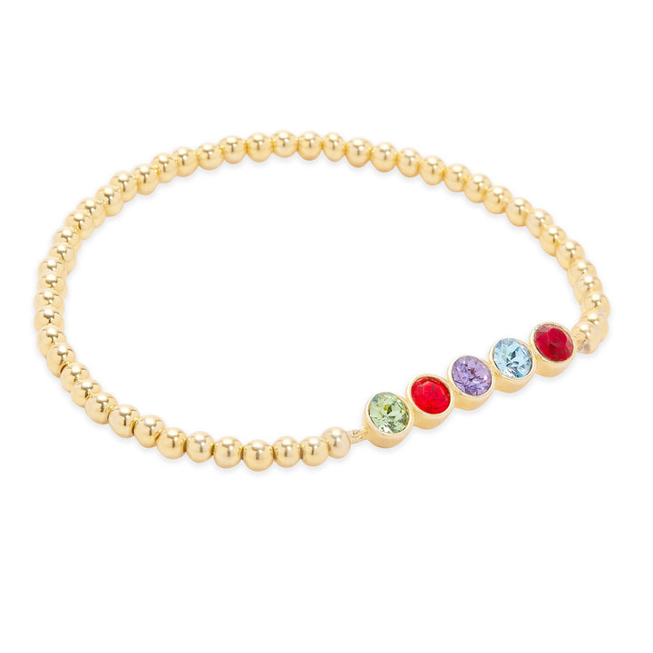 Custom Bezel Set Birthstone Bead Bracelet