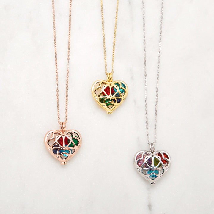Custom Interlocking Hearts Round Birthstone Locket