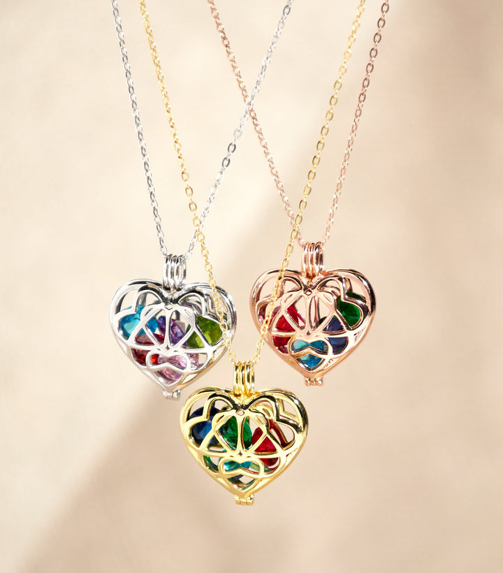 Custom Interlocking Hearts Round Birthstone Locket