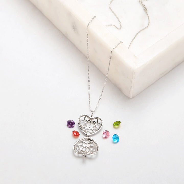 Custom Interlocking Hearts Round Birthstone Locket