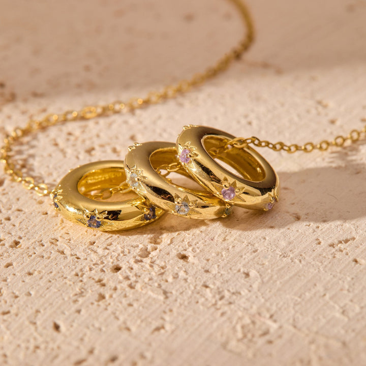 Stackable Starburst Birthstone Eternity Charm Necklace