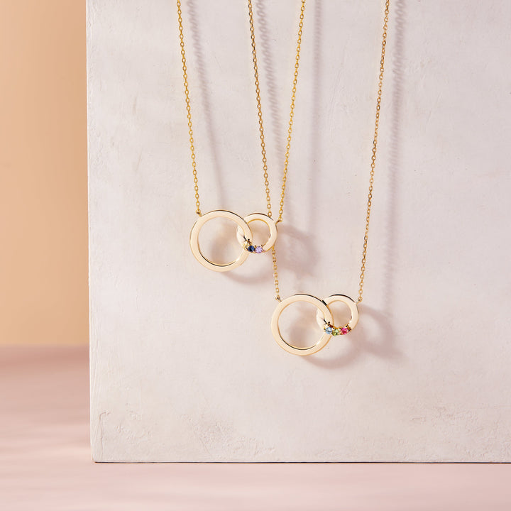 Custom Interlocking Circle Eternity Birthstone Necklace
