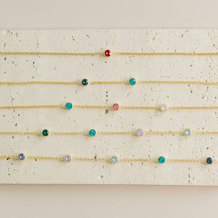 Custom Floating Bezel Set Birthstone Necklace