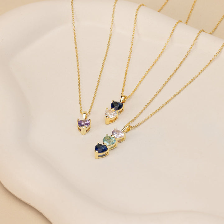 Custom Heart Drop Birthstone Necklace