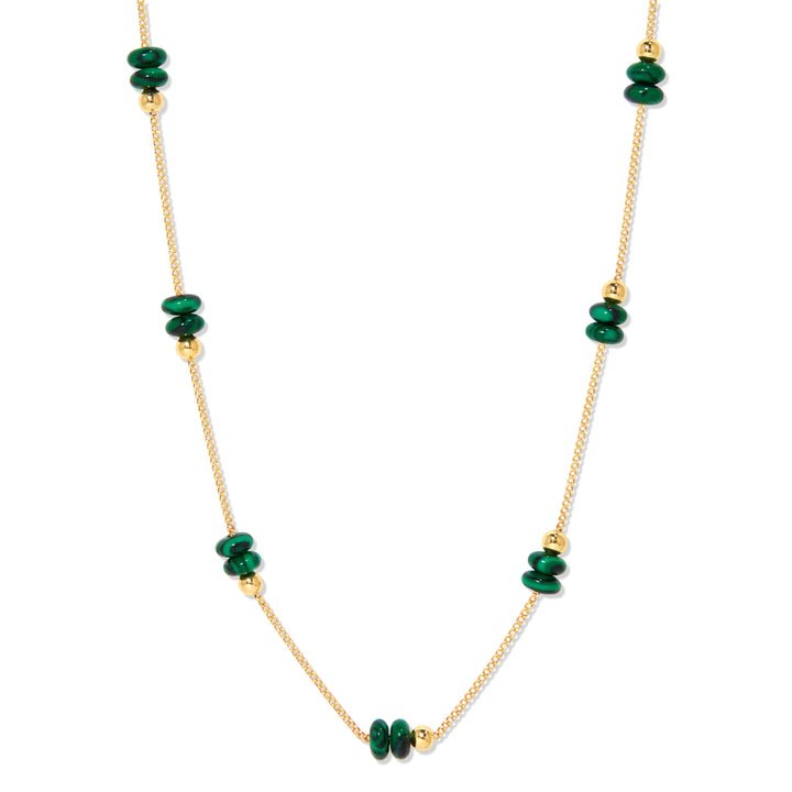 May Gold Beaded Birthstone Necklace