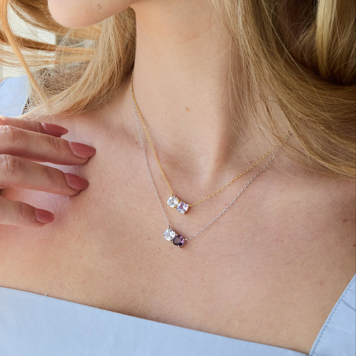 Custom Cushion Cut Birthstone Necklace