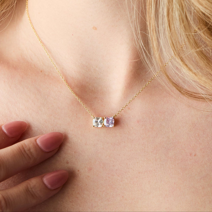 Custom Cushion Cut Birthstone Necklace