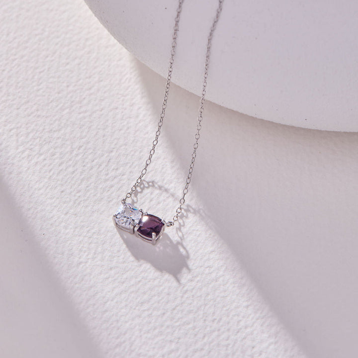 Custom Cushion Cut Birthstone Necklace