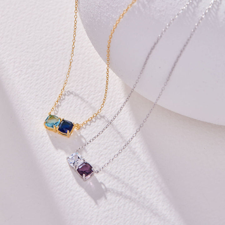 Custom Cushion Cut Birthstone Necklace