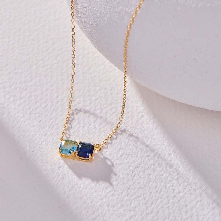 Custom Cushion Cut Birthstone Necklace