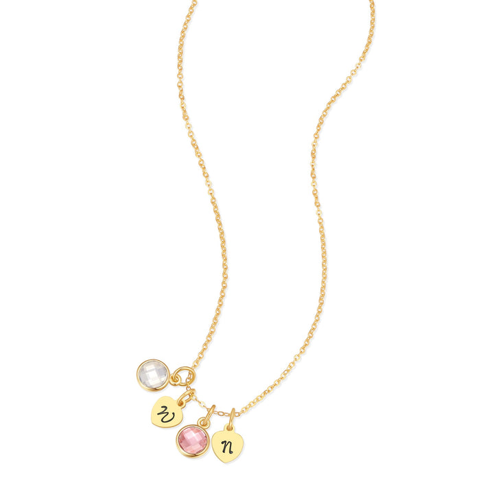 Custom Multi Hand Stamped Initial Birthstone Necklace