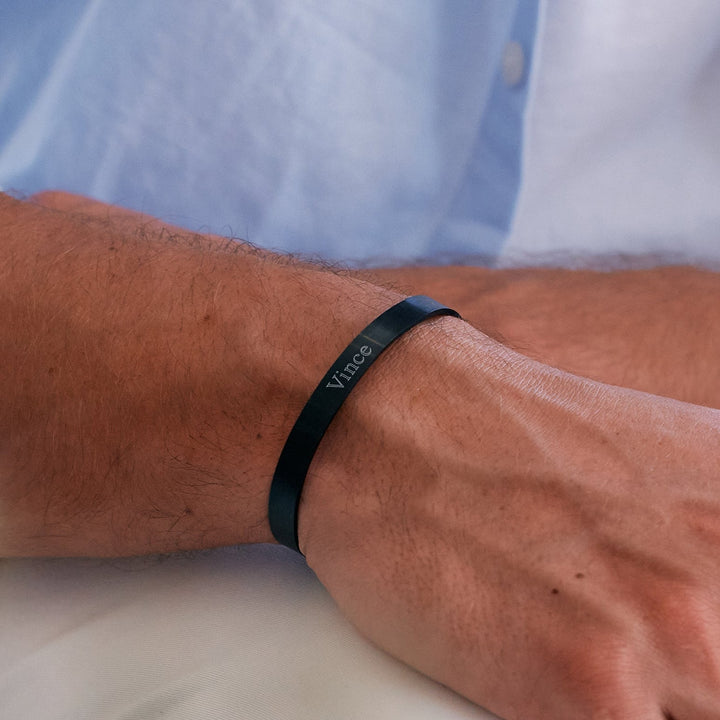 Stainless Steel Black Plate Cuff Bracelet