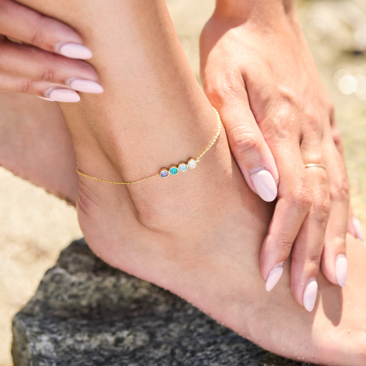 Custom Bezel Set Birthstone Anklet