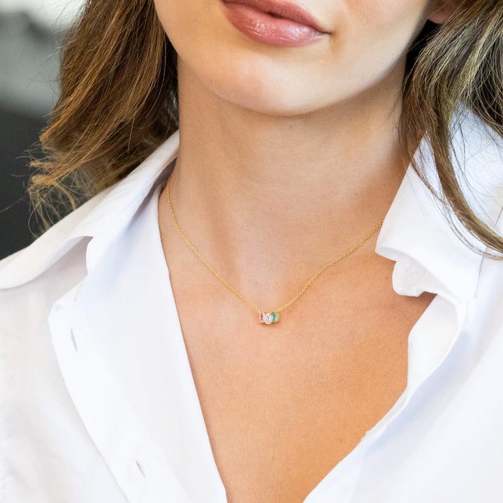 Custom Petite Oval Birthstone Necklace